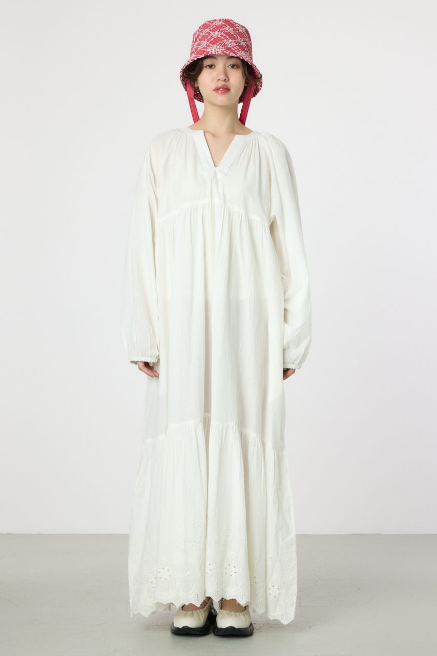 コットンレーススカラップワンピース O/WHT FREE