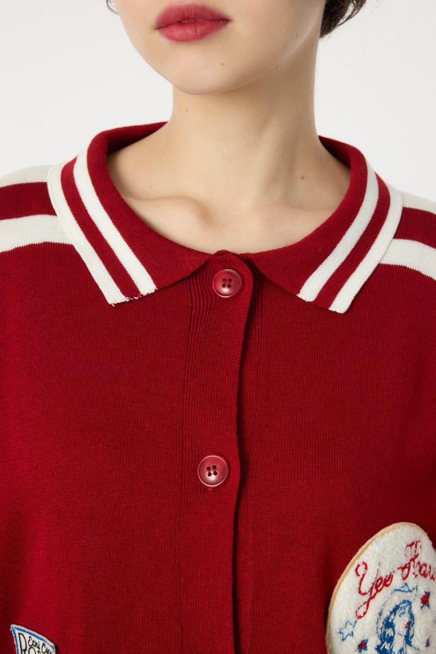 ワッペンニットカーディガン RED FREE