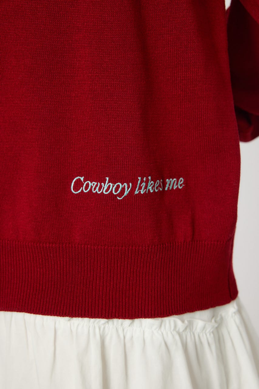ワッペンニットカーディガン RED FREE