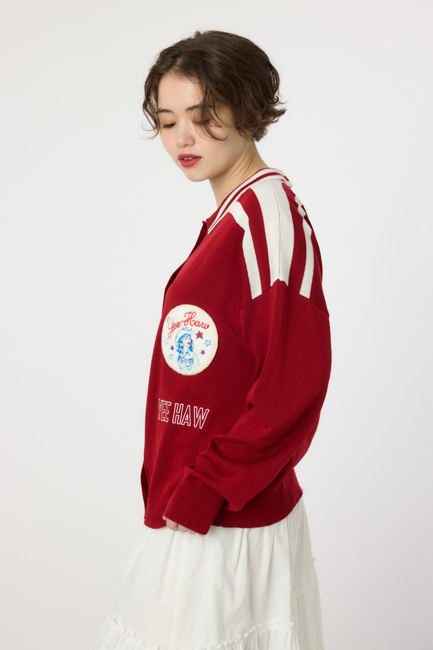 ワッペンニットカーディガン RED FREE