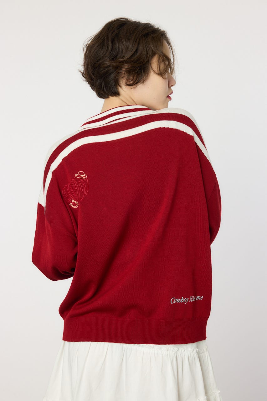 ワッペンニットカーディガン RED FREE