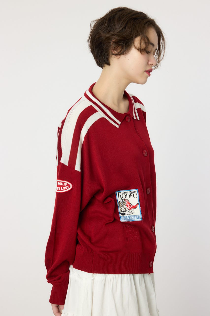 ワッペンニットカーディガン RED FREE