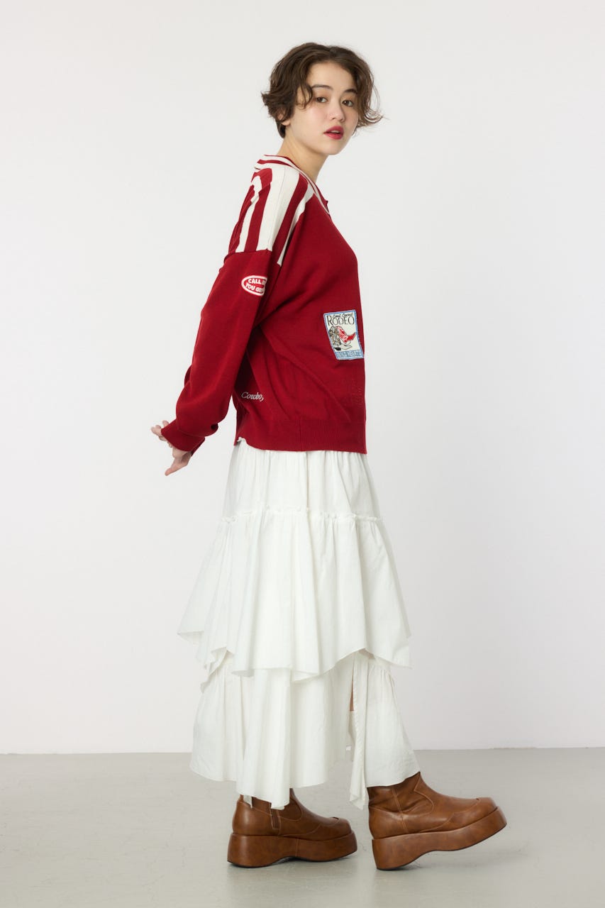 ワッペンニットカーディガン RED FREE