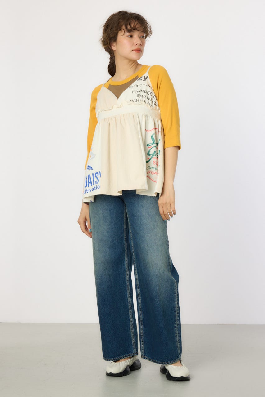 waist designフレアデニムパンツ BLU M