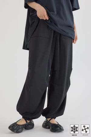 ビアズリー　ダークブルー ガウチョパンツ タックワイドパンツ フレアパンツ ワイドパンツ レディース