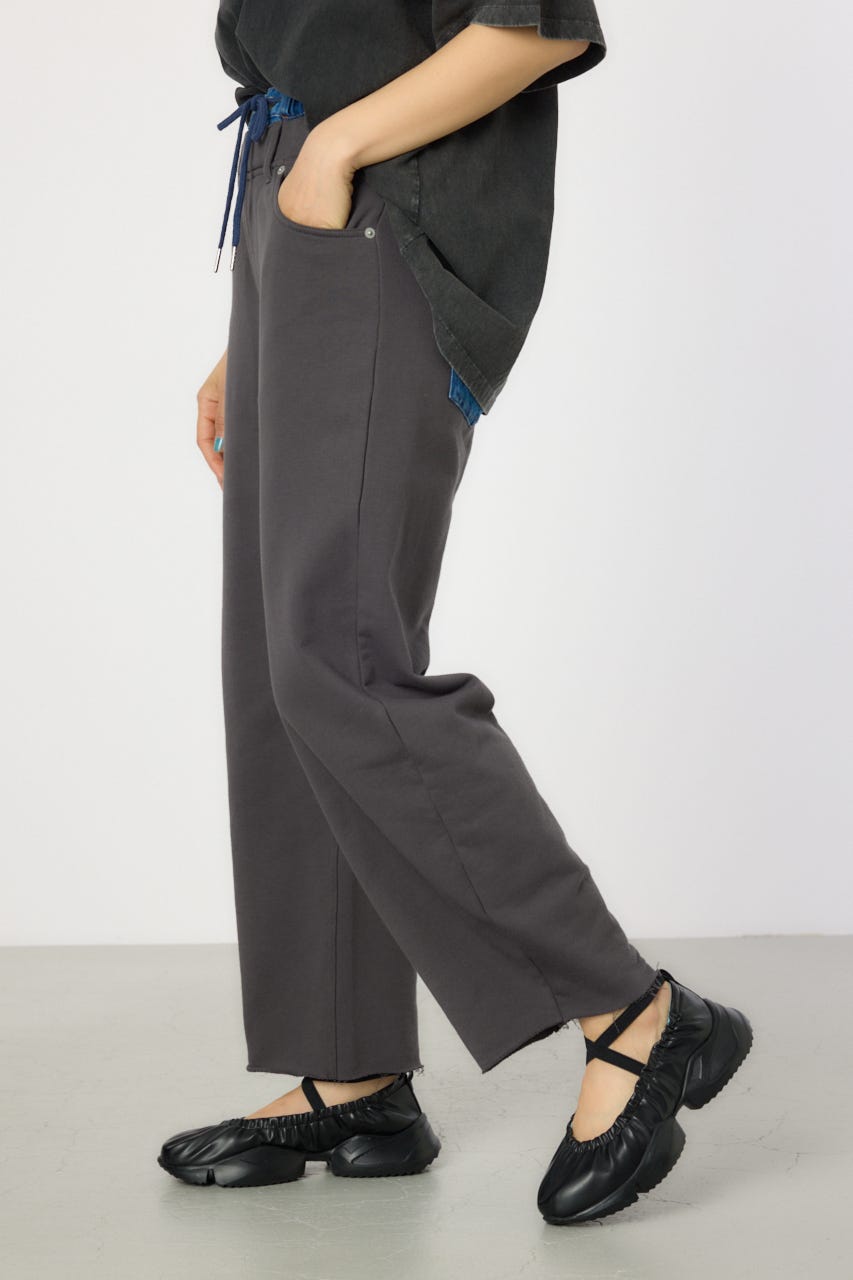 デニムウエスト スウェットワイドパンツ BLK S
