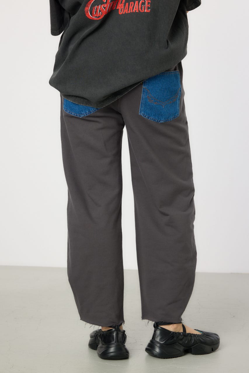 デニムウエスト スウェットワイドパンツ BLK S