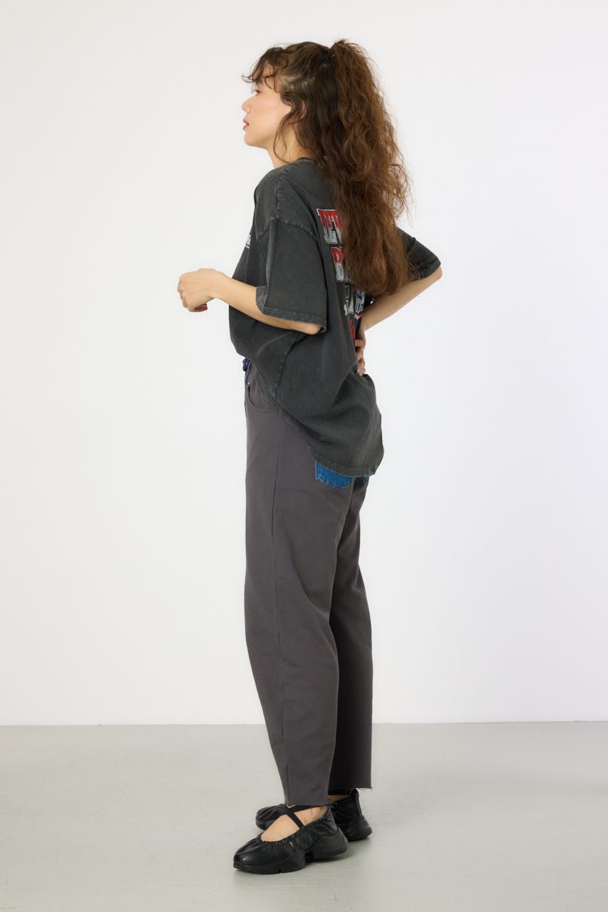 デニムウエスト スウェットワイドパンツ BLK S