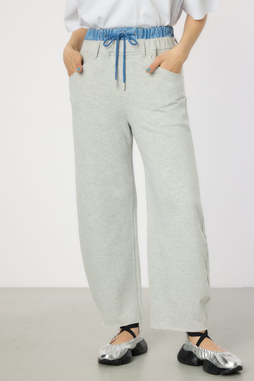 デニムウエスト スウェットワイドパンツ L/T.GRY S