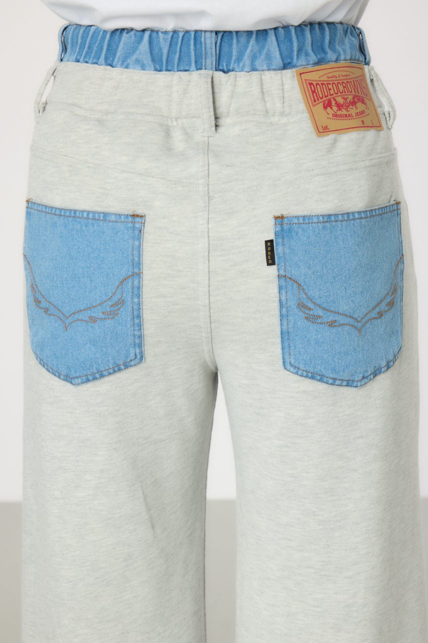 デニムウエスト スウェットワイドパンツ L/T.GRY S