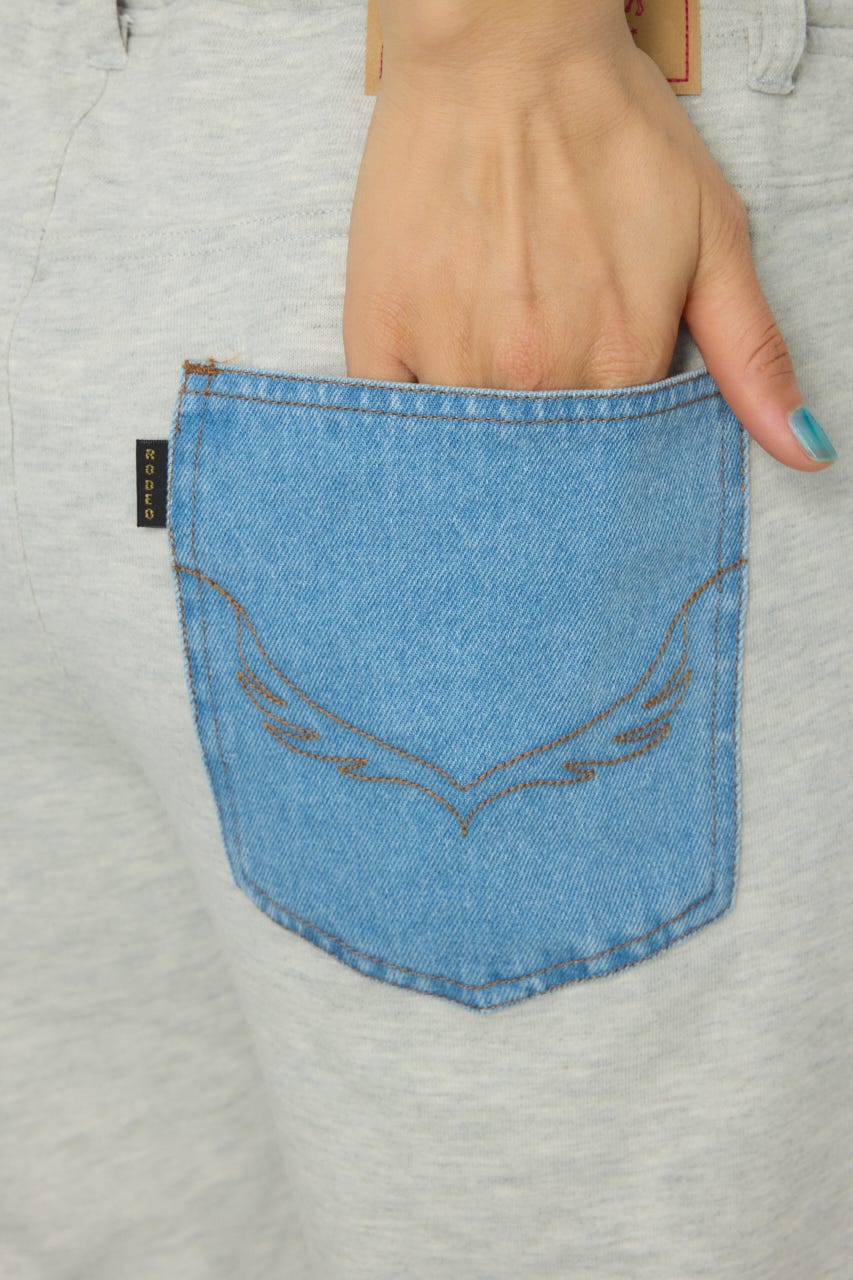 デニムウエスト スウェットワイドパンツ L/T.GRY S