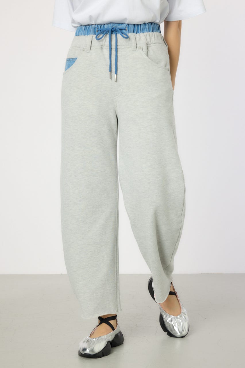 デニムウエスト スウェットワイドパンツ L/T.GRY S