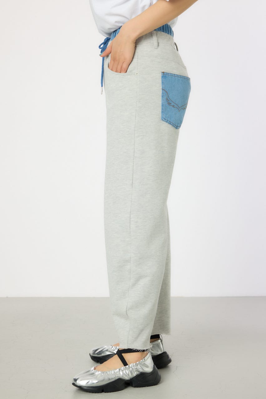 デニムウエスト スウェットワイドパンツ L/T.GRY S
