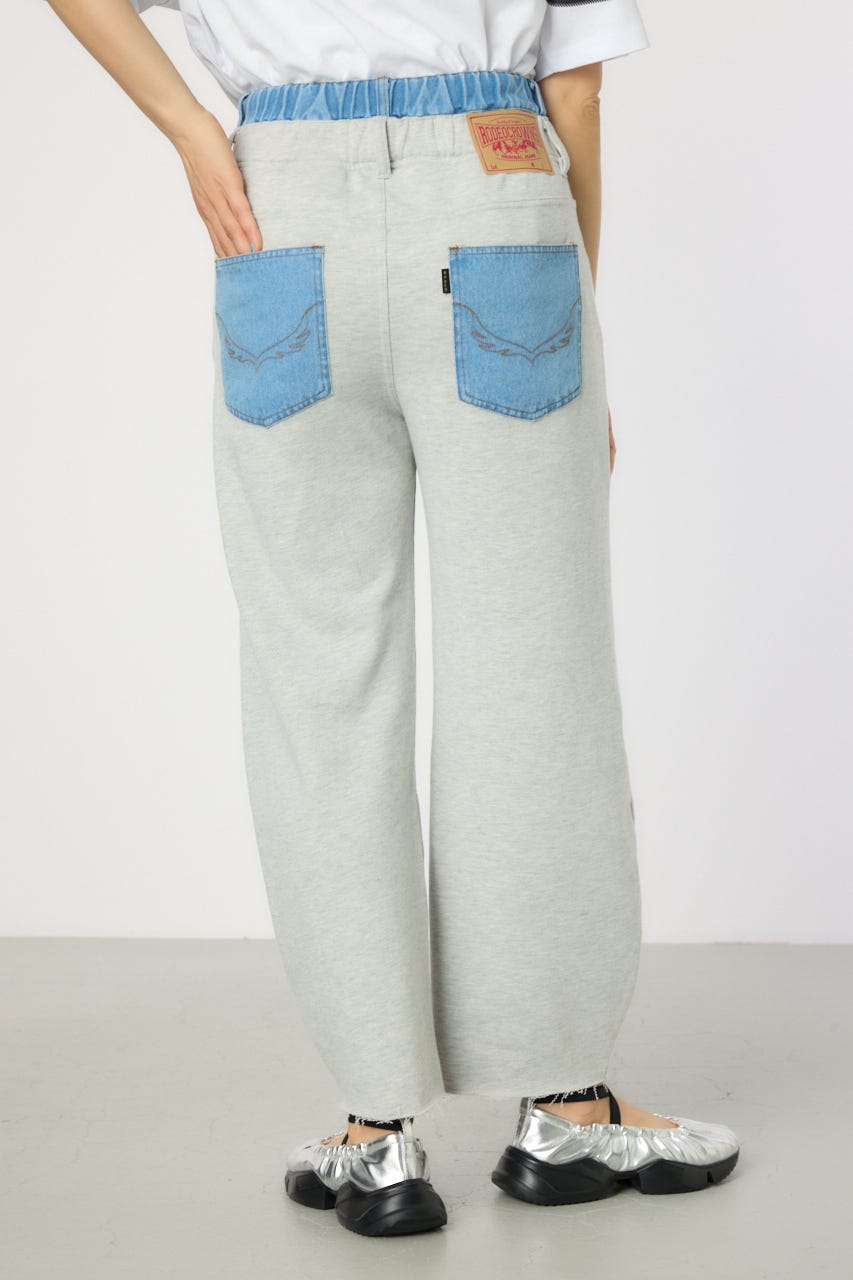 デニムウエスト スウェットワイドパンツ L/T.GRY S