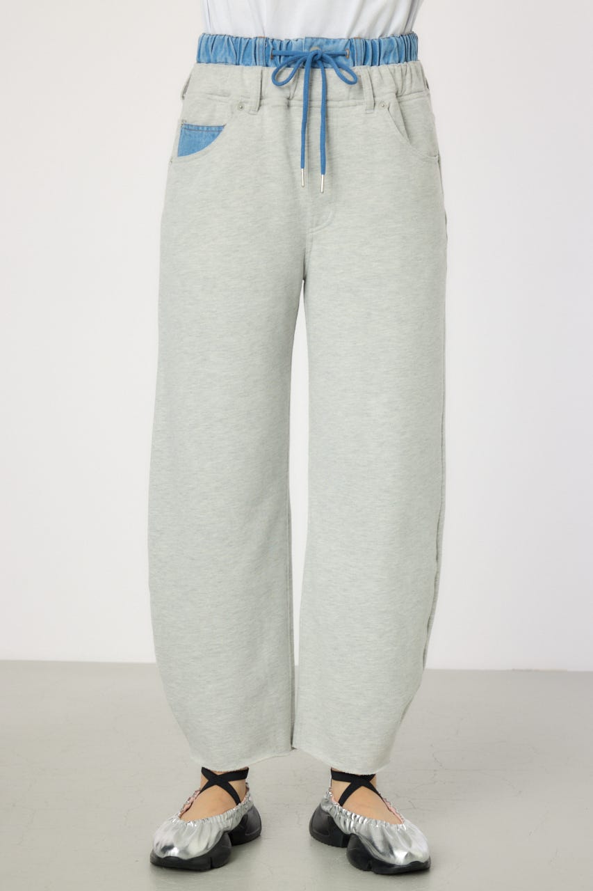 デニムウエスト スウェットワイドパンツ L/T.GRY S