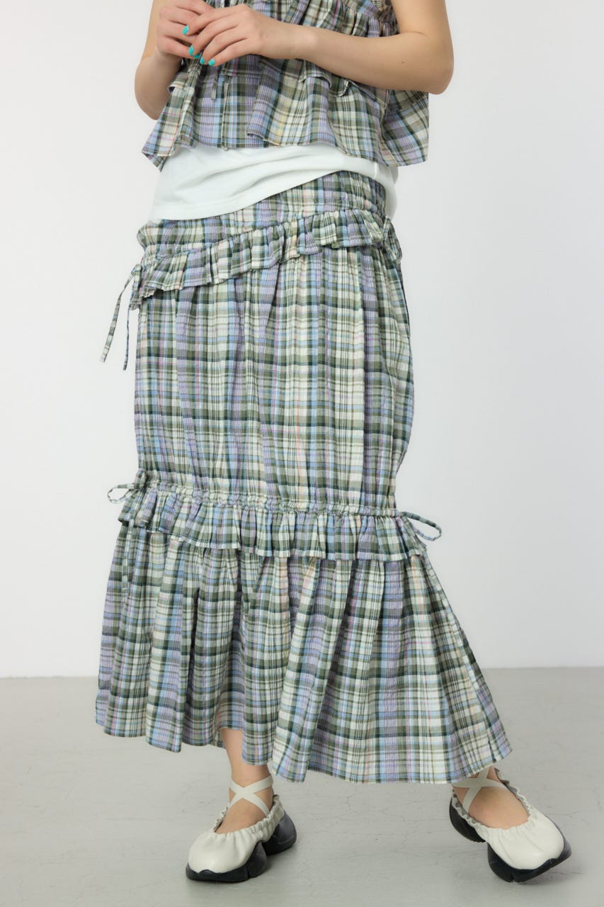 TIERED TOP ティアードトップス ストライプ 襟付き ティアード ロングワンピース Liala×PG 全4色