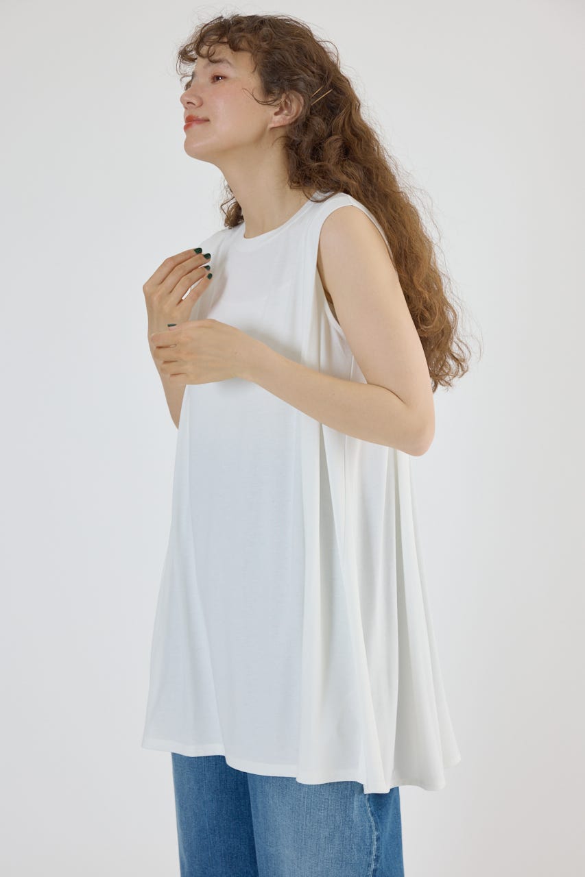 BEARDSLEY ノースリーブチュニック ホワイト BEARDSLEY タンクトップ ノースリーブ シャツタンク レディース