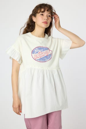 オーバルプリントドッキングフリルチュニック