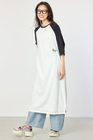 ラグランカラーステッチワンピース