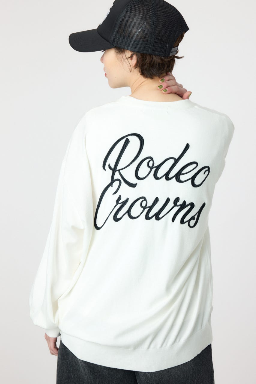 スクリプト LOGO ニットカーディガン O/WHT FREE