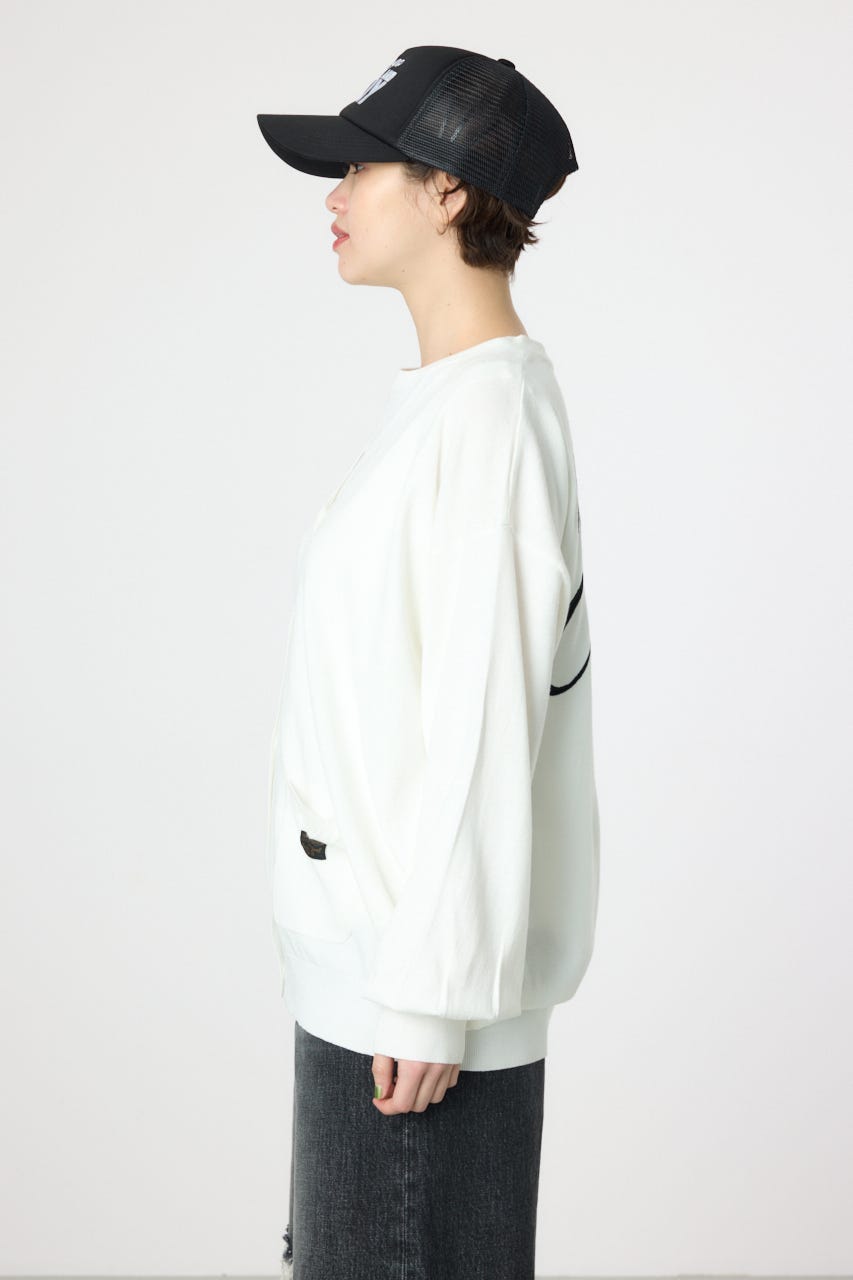 スクリプト LOGO ニットカーディガン O/WHT FREE