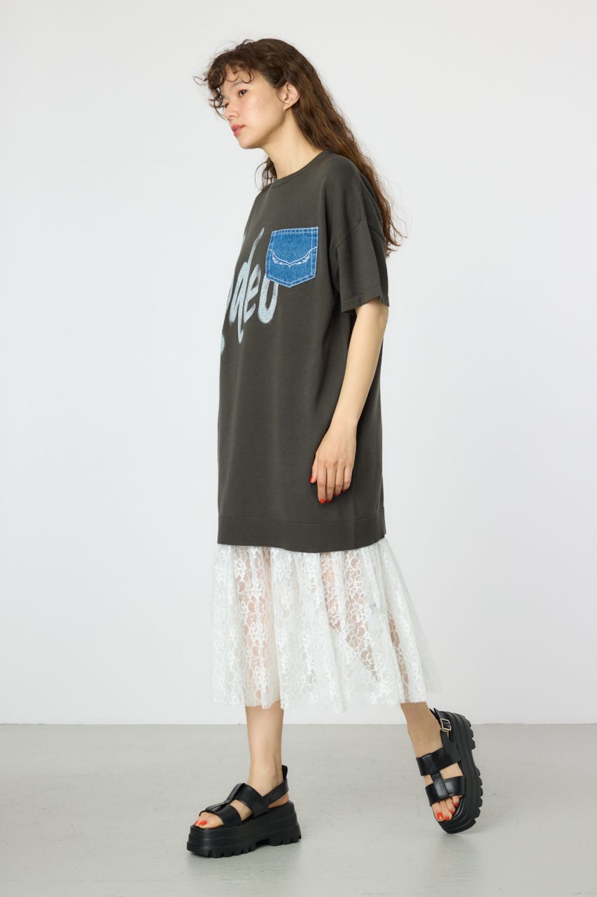 スプレーロゴニットワンピース C.GRY FREE