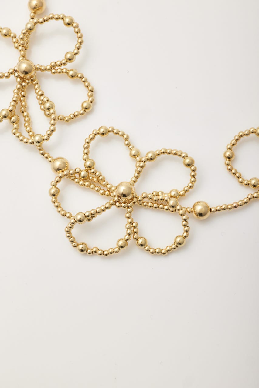 フラワービーズネックレス GLD FREE