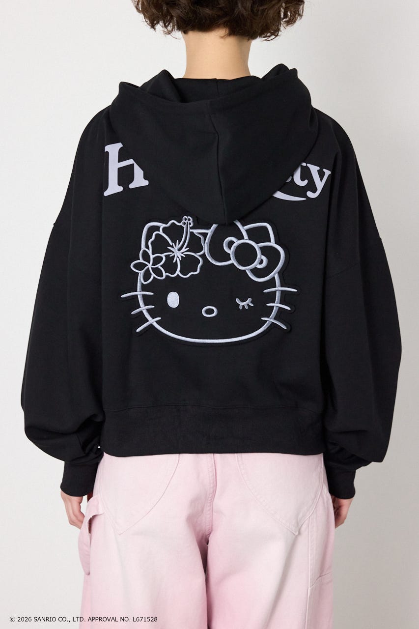 (HELLOKITTY)アップリケジップフーディー BLK FREE
