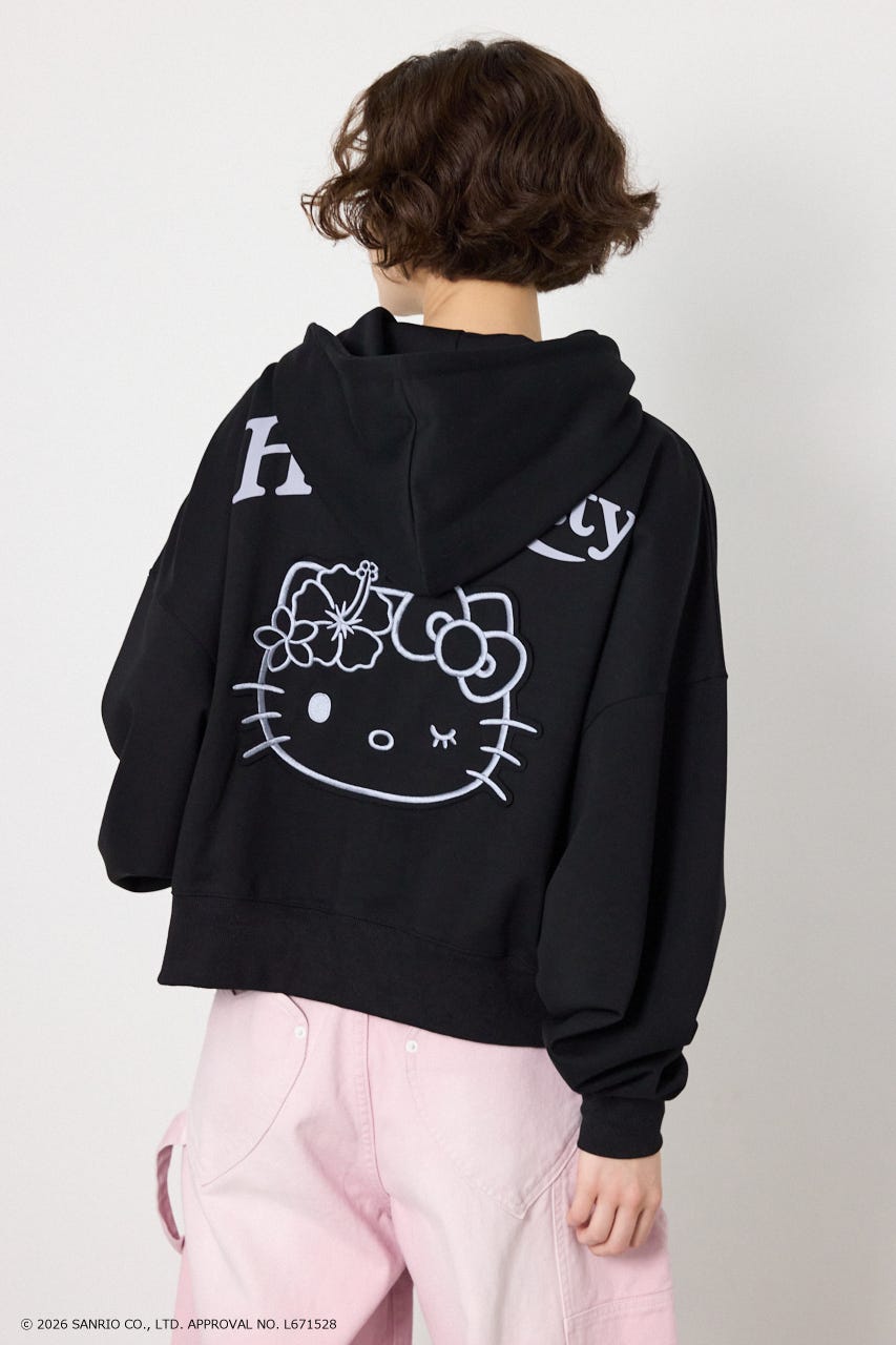 (HELLOKITTY)アップリケジップフーディー BLK FREE