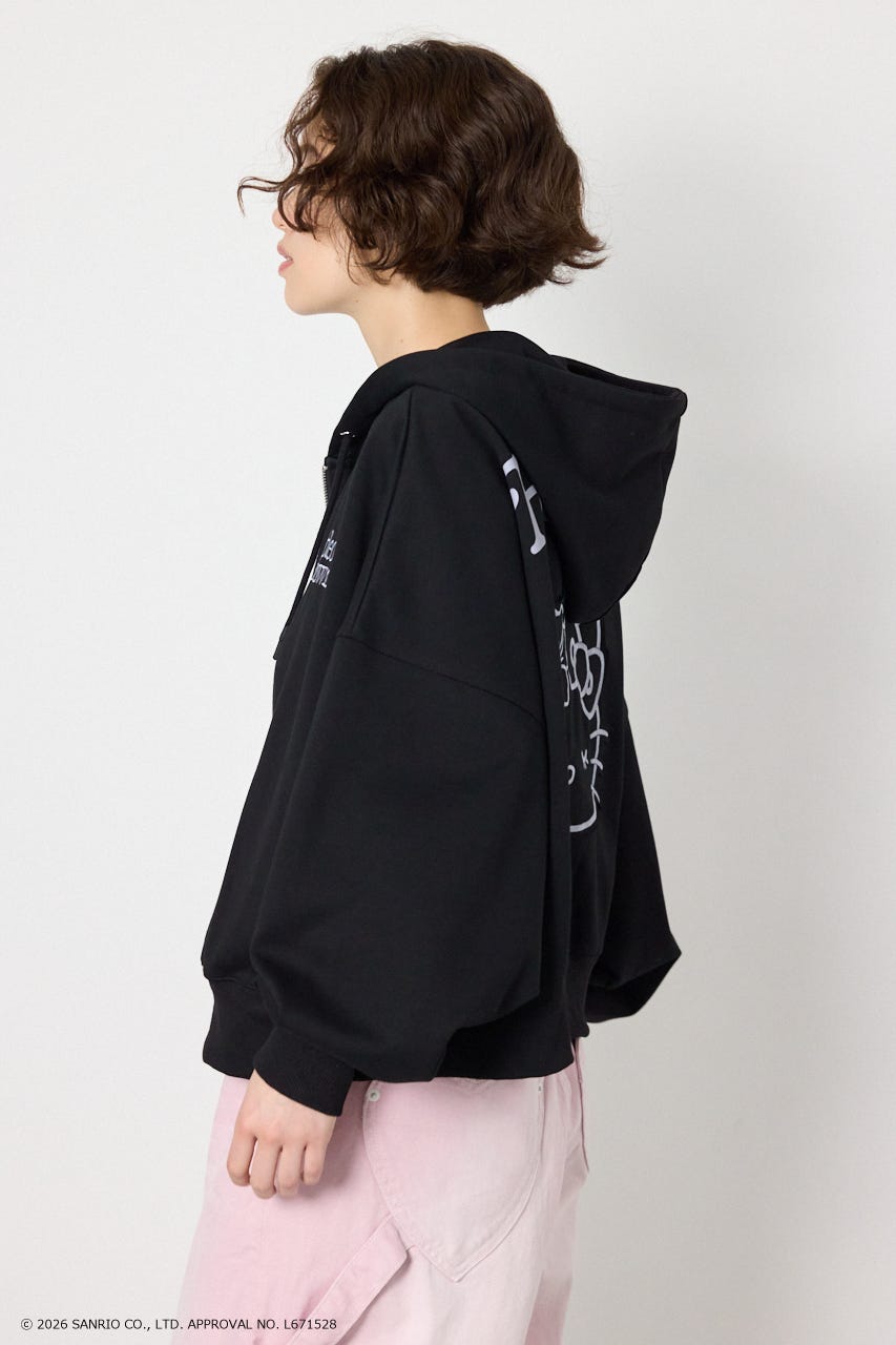 (HELLOKITTY)アップリケジップフーディー BLK FREE
