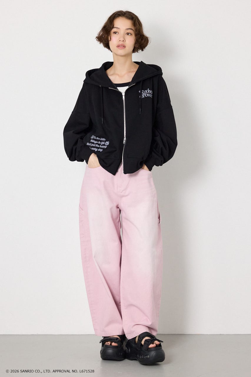 (HELLOKITTY)アップリケジップフーディー BLK FREE