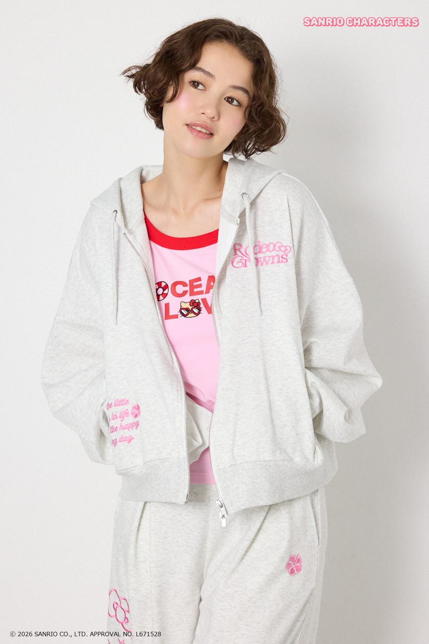(HELLOKITTY)アップリケジップフーディー L/T.GRY FREE