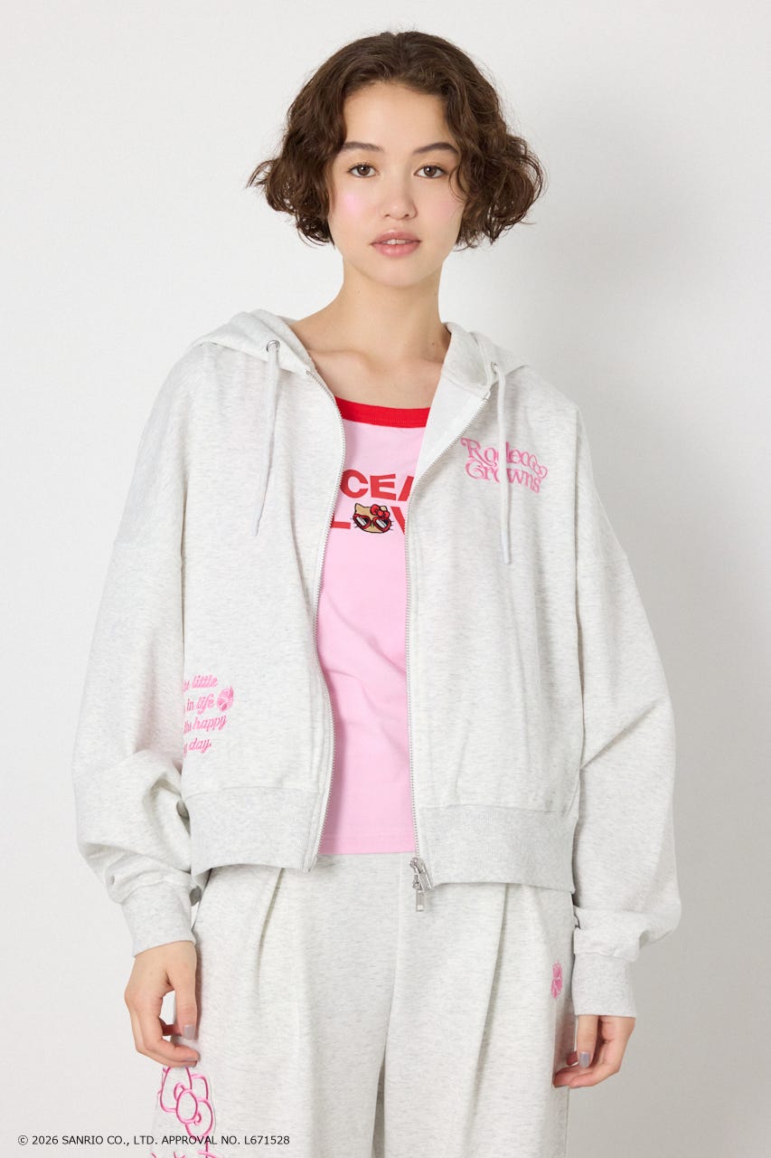(HELLOKITTY)アップリケジップフーディー L/T.GRY FREE