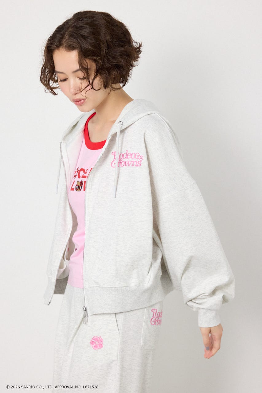 (HELLOKITTY)アップリケジップフーディー L/T.GRY FREE