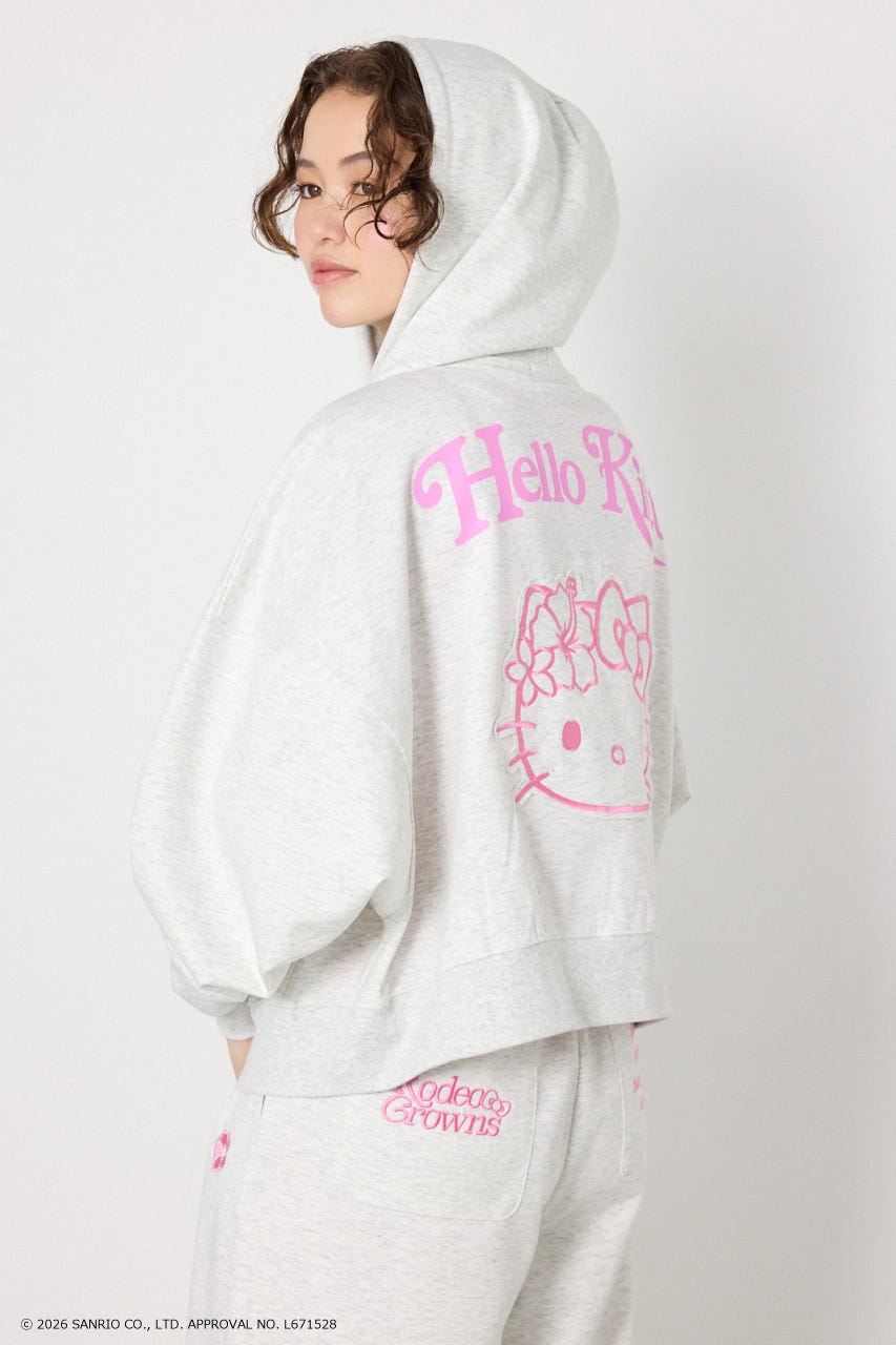 (HELLOKITTY)アップリケジップフーディー L/T.GRY FREE
