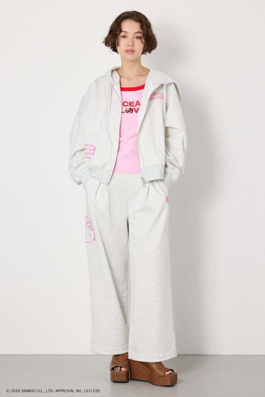 (HELLOKITTY)アップリケジップフーディー L/T.GRY FREE