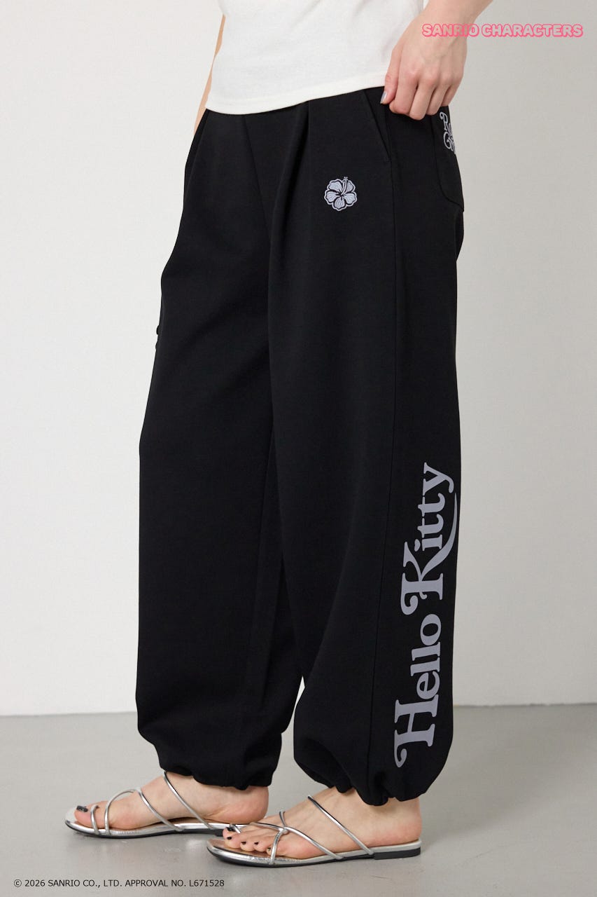 (HELLOKITTY)アップリケスウェットパンツ BLK L