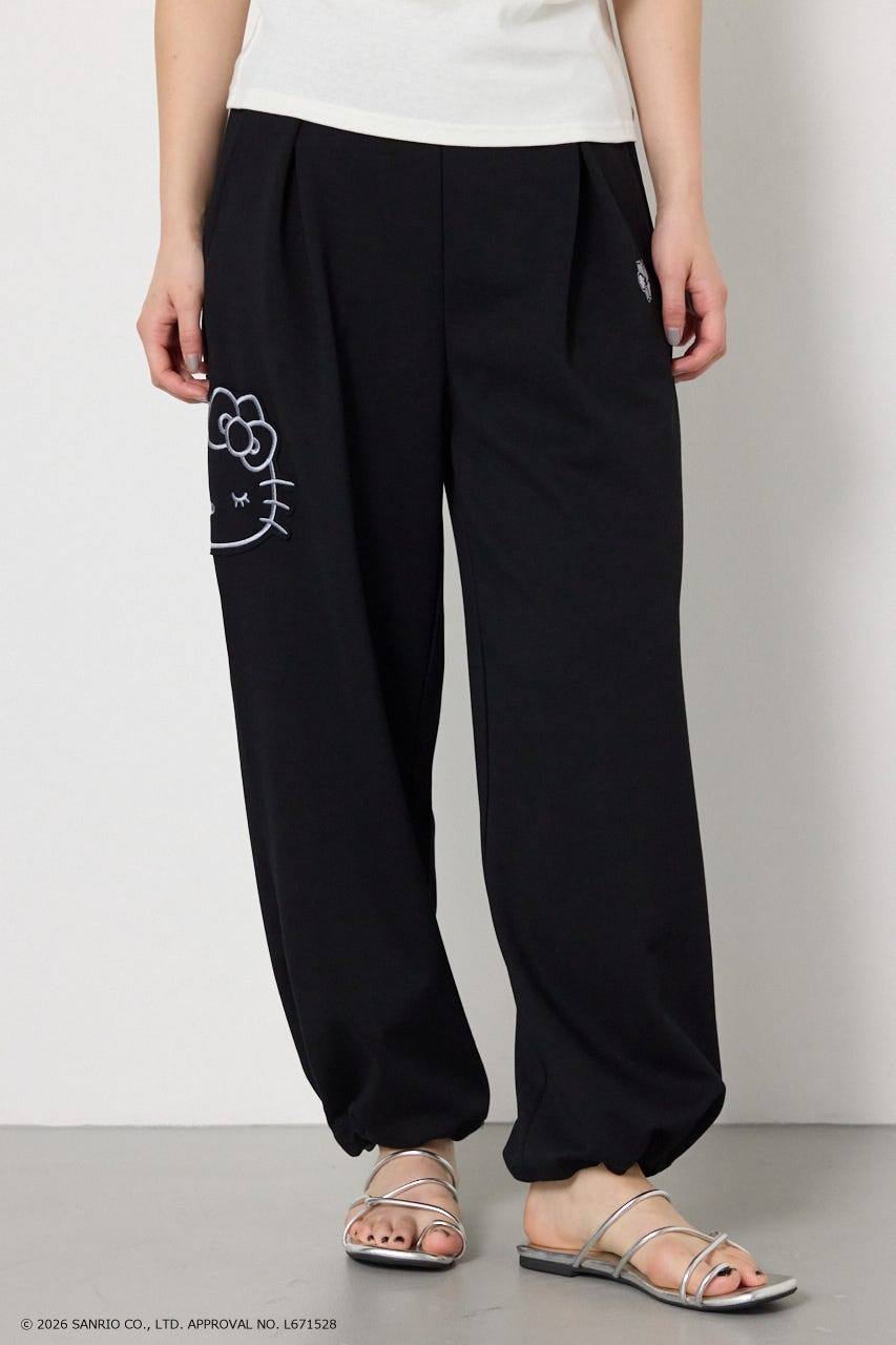 (HELLOKITTY)アップリケスウェットパンツ BLK L