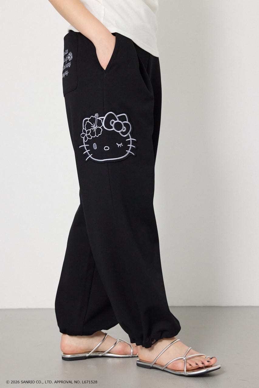 (HELLOKITTY)アップリケスウェットパンツ BLK L