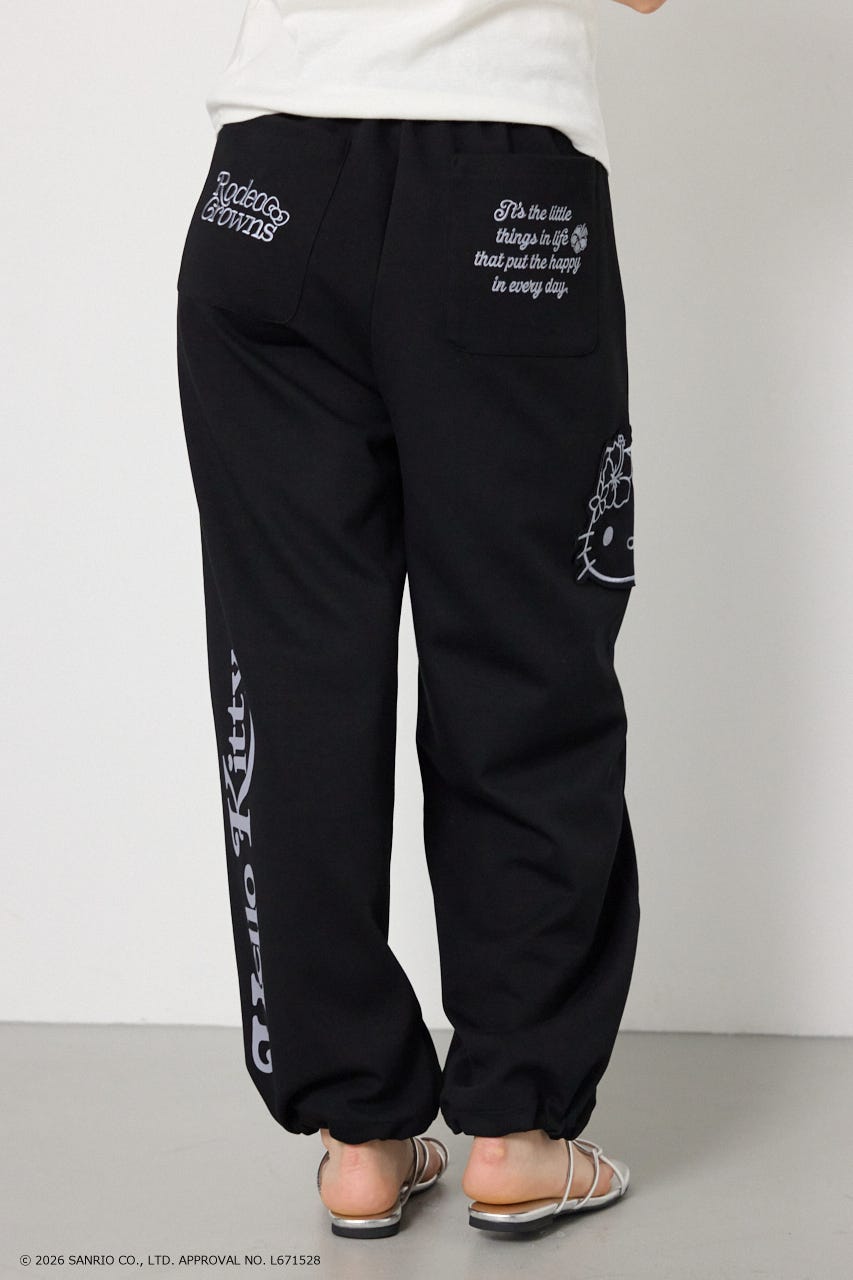 (HELLOKITTY)アップリケスウェットパンツ BLK L