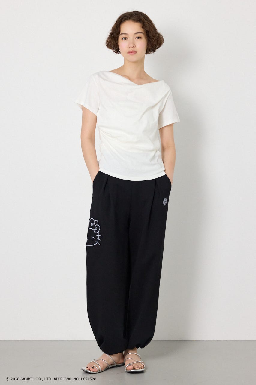 (HELLOKITTY)アップリケスウェットパンツ BLK L