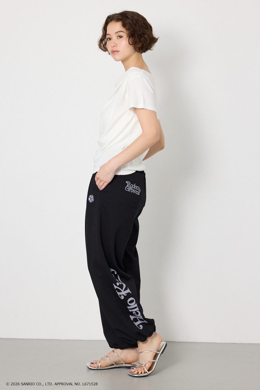 (HELLOKITTY)アップリケスウェットパンツ BLK L