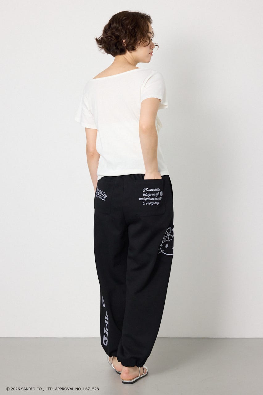 (HELLOKITTY)アップリケスウェットパンツ BLK L