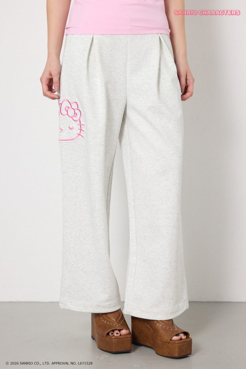 (HELLOKITTY)アップリケスウェットパンツ L/T.GRY M