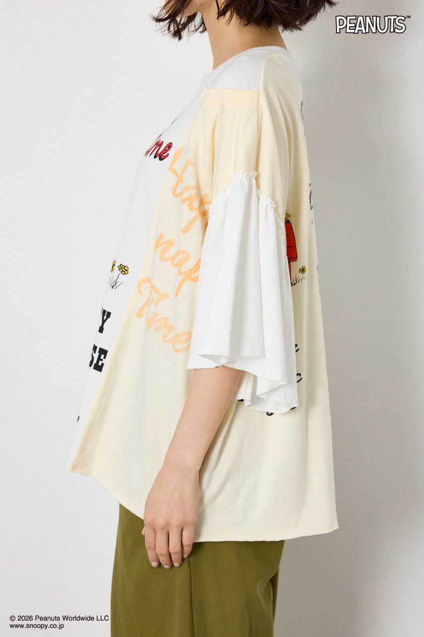(PEANUTS)カスタムドッキングTシャツ O/WHT FREE