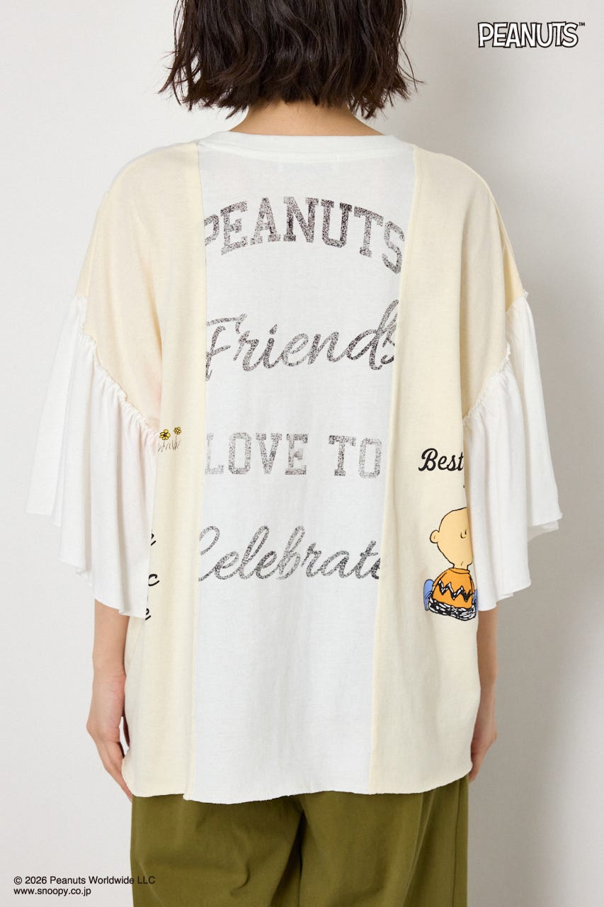 (PEANUTS)カスタムドッキングTシャツ O/WHT FREE