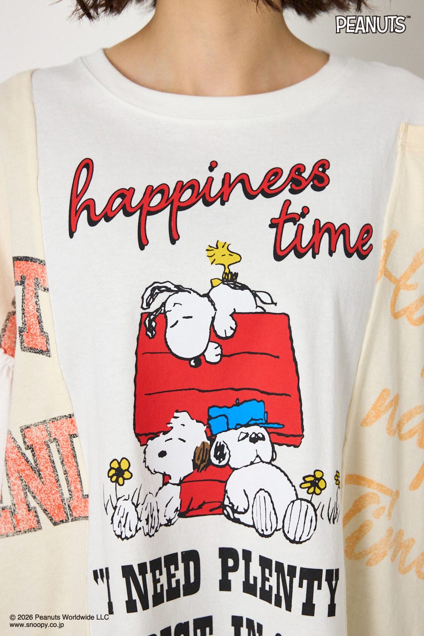 (PEANUTS)カスタムドッキングTシャツ O/WHT FREE