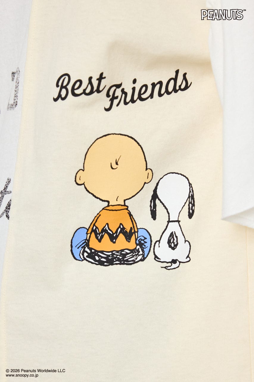(PEANUTS)カスタムドッキングTシャツ O/WHT FREE