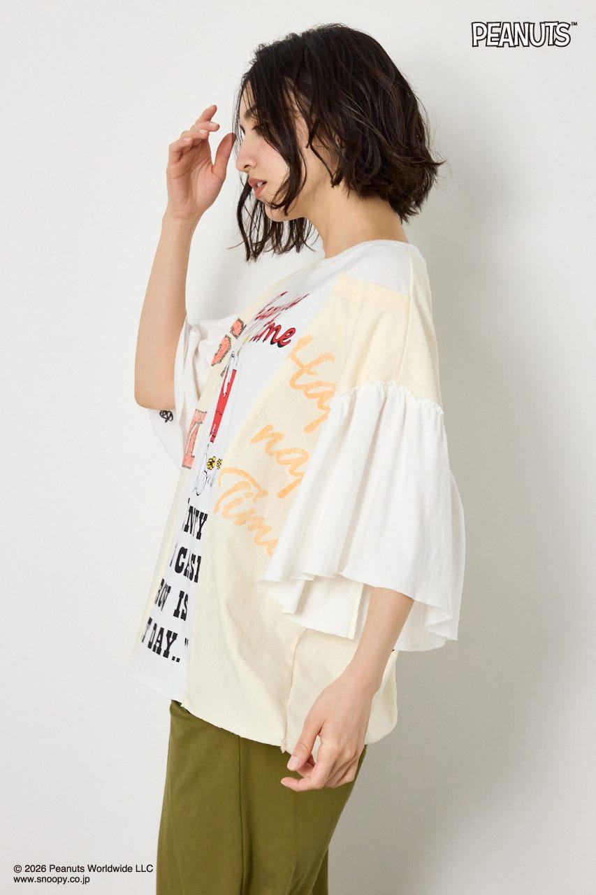 (PEANUTS)カスタムドッキングTシャツ O/WHT FREE