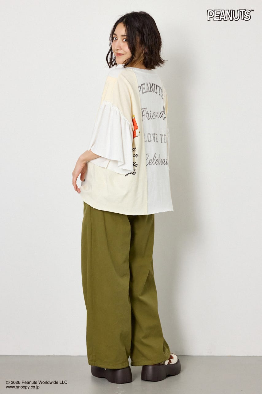 (PEANUTS)カスタムドッキングTシャツ O/WHT FREE
